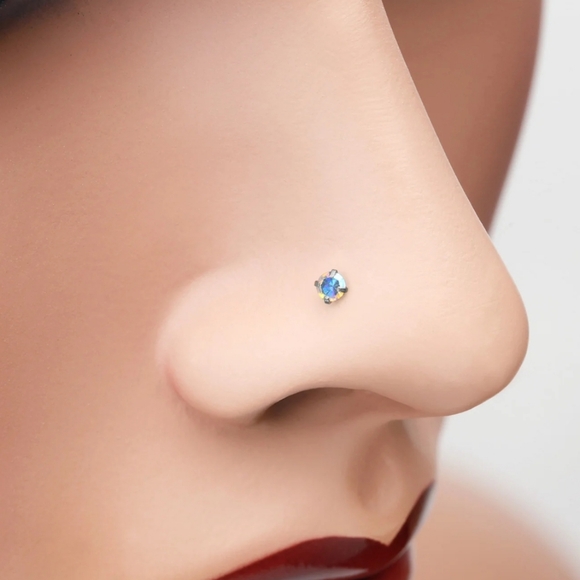 iridescent nose ring 2mm gem - Picture 3 of 5